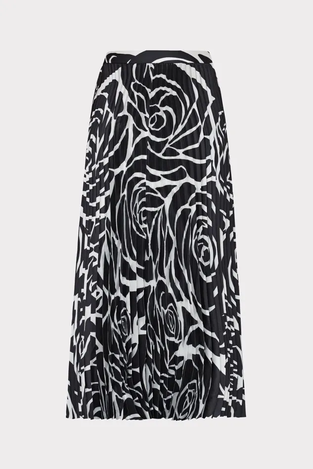 Milly Otha Black Rose Pleated Skirt Black Rose Women Skirts