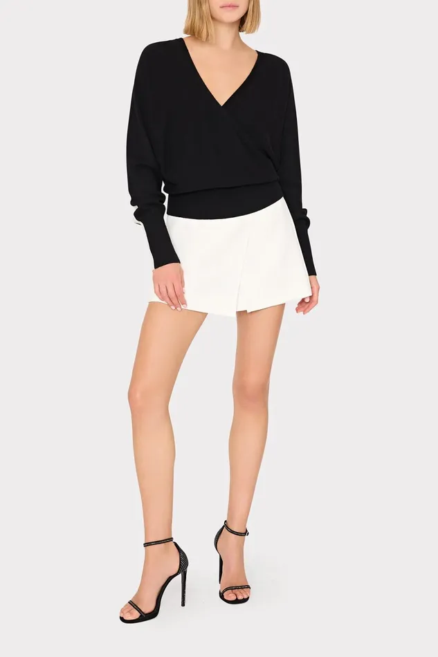 Milly Racer VNeck Sweater Blackecru Women Tops Milly Racer VNeck Sweater Blackecru Women Tops