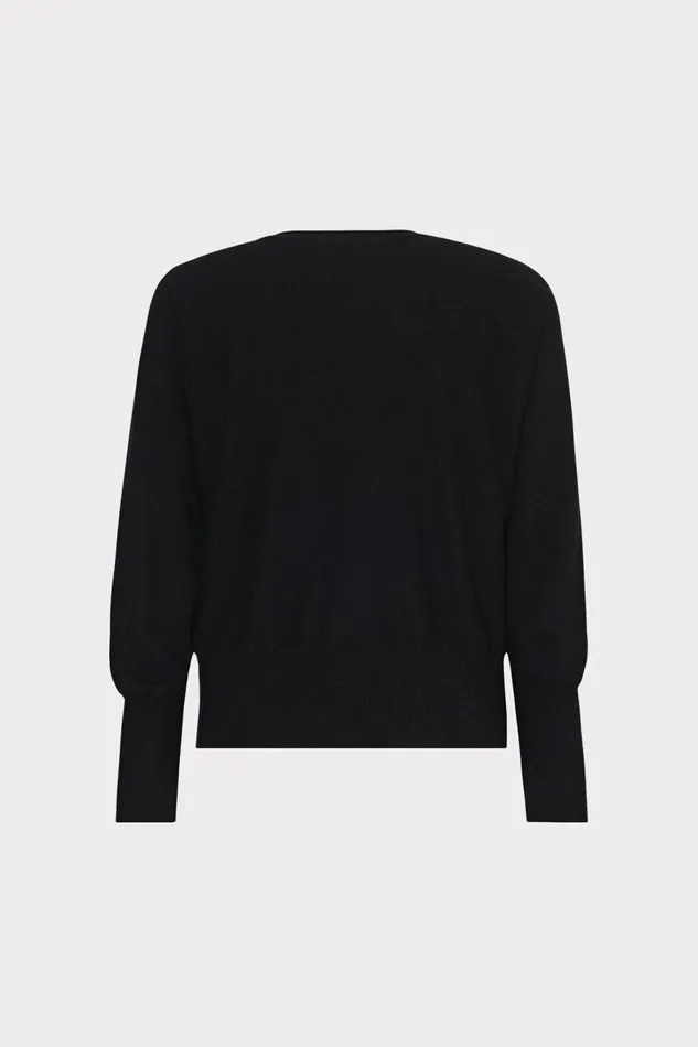 Milly Racer VNeck Sweater Blackecru Women Tops Milly Racer VNeck Sweater Blackecru Women Tops
