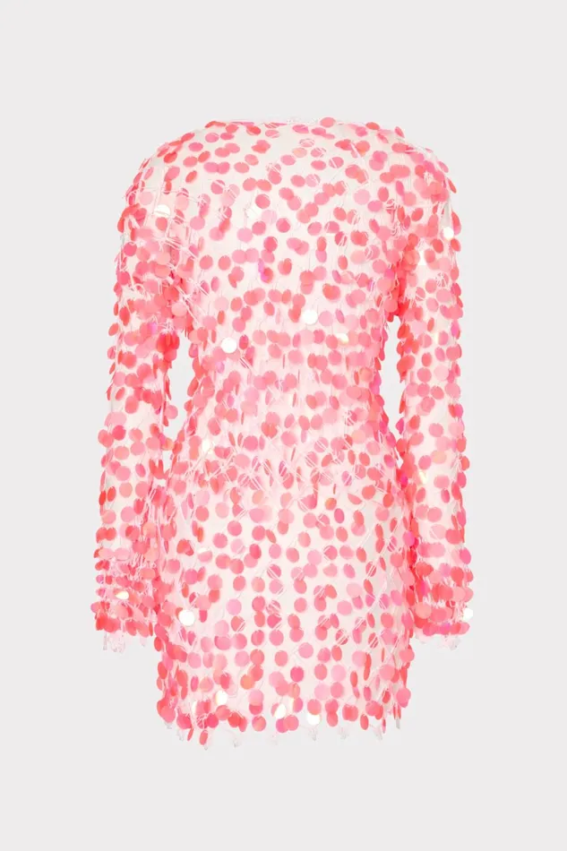 Milly Sequin Crochet Mini Dress Pinkwhite Women CoverUps
