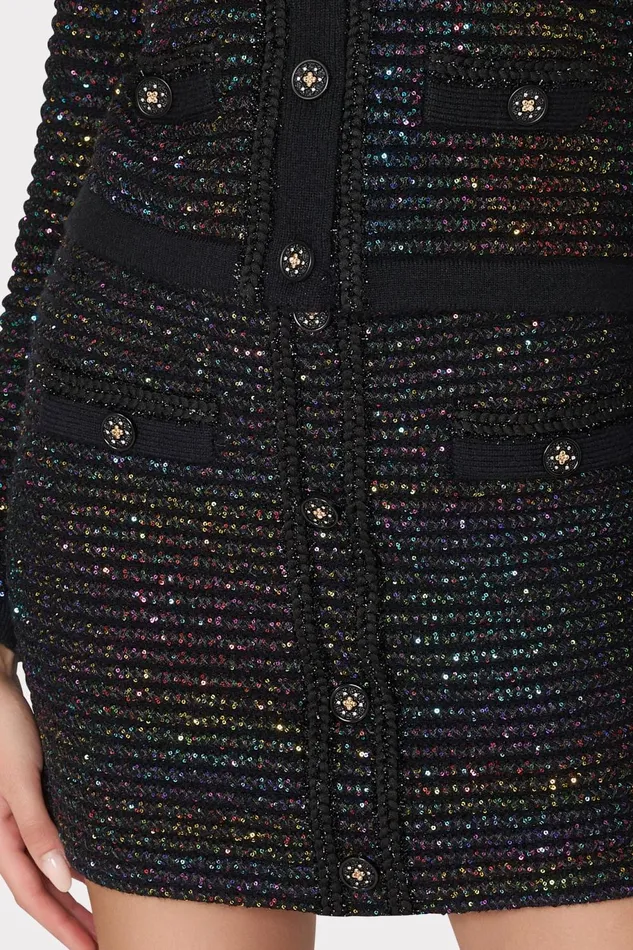 Milly Sequin Textured Knit Mini Skirt Multi Women Sweaters and Knits