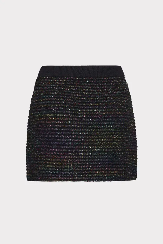 Milly Sequin Textured Knit Mini Skirt Multi Women Sweaters and Knits
