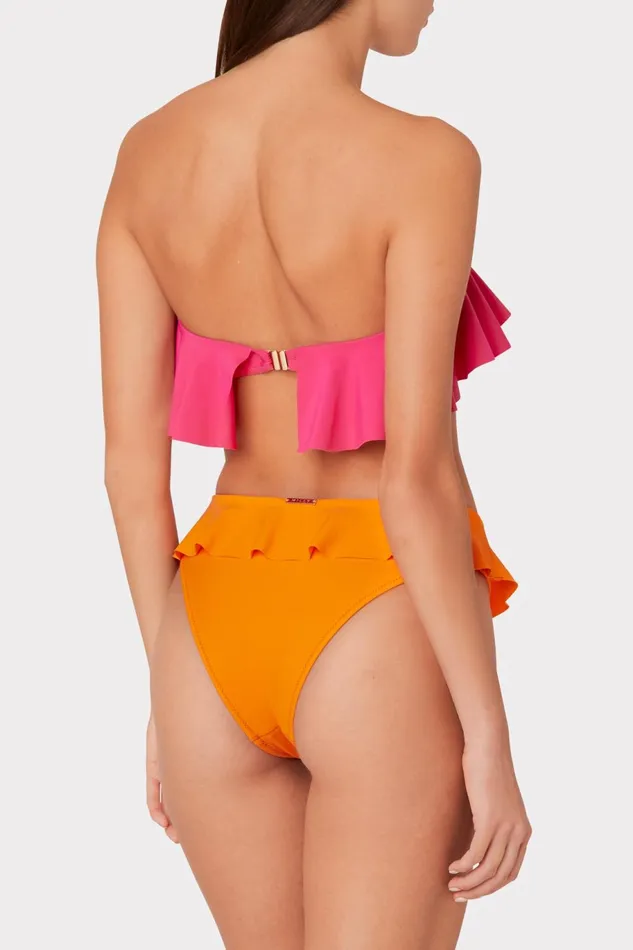 Milly Solid Michelle Ruffle Bikini Bottom Orangina Women Bikinis