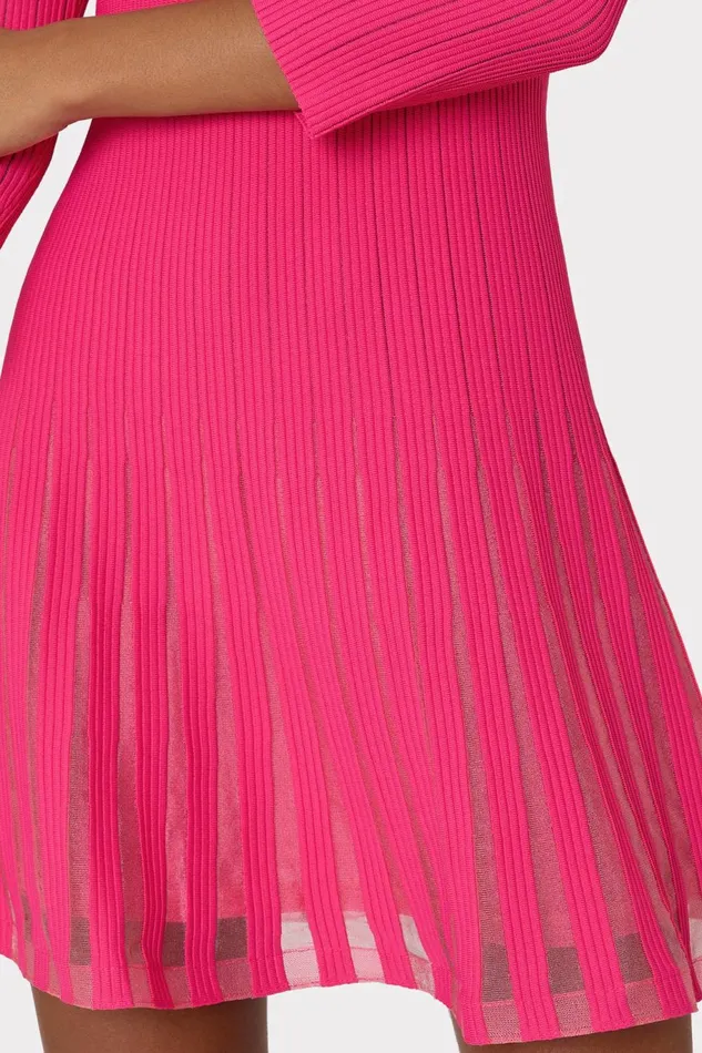 Milly Tabitha Sheer Godet Mini Dress Milly Pink Women Dresses