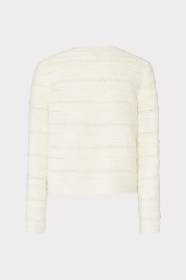 Milly Textured Knit Cardigan Ecru Women Coats and Jackets