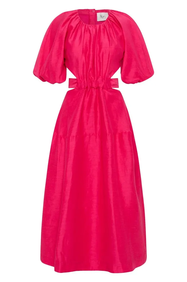 Mimosa Cutout Midi Dress Hot Pink Women Aje Pink Dresses