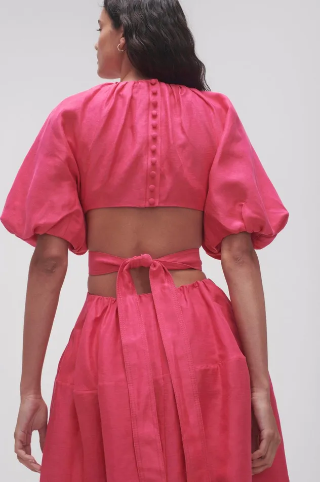 Mimosa Cutout Midi Dress Hot Pink Women Aje Pink Dresses