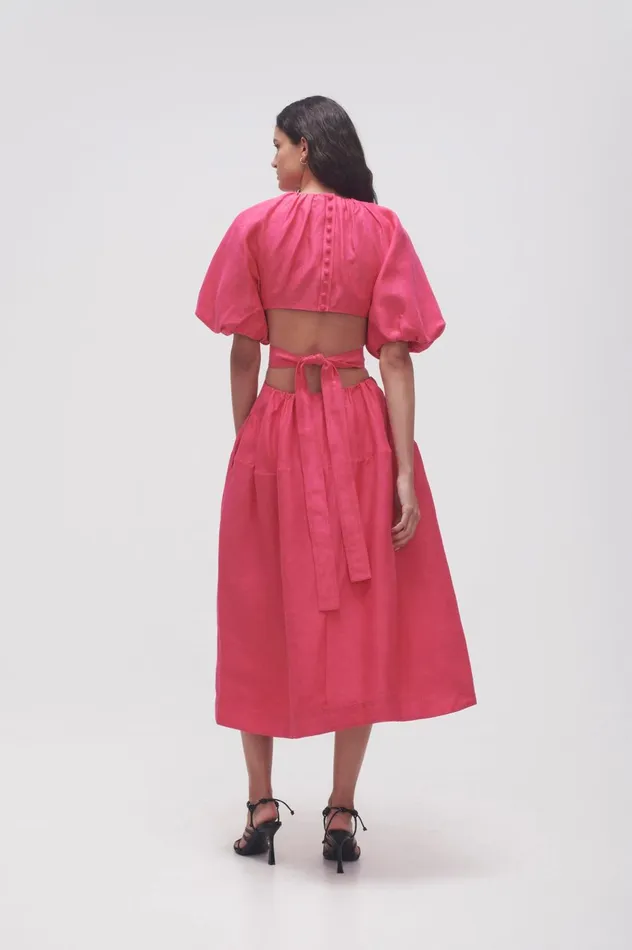 Mimosa Cutout Midi Dress Hot Pink Women Aje Pink Dresses