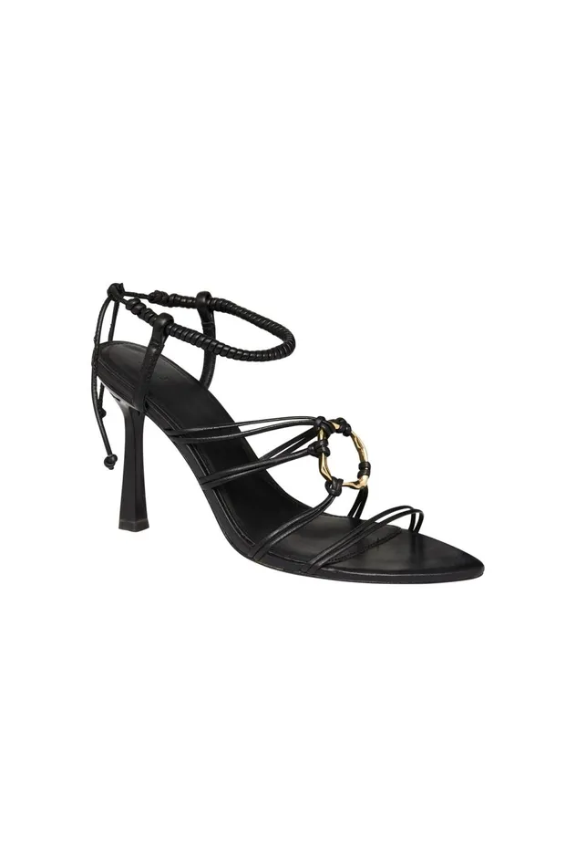 Mirage Leather Strappy Heel Black Women Aje Shoes