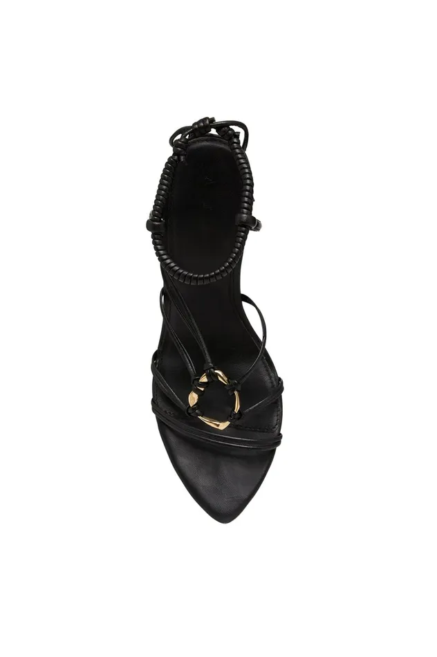 Mirage Leather Strappy Heel Black Women Aje Shoes