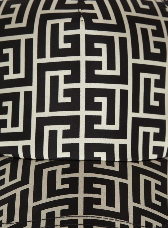 Monogrammed Jacquard Cap Black Men Balmain Hats And Caps