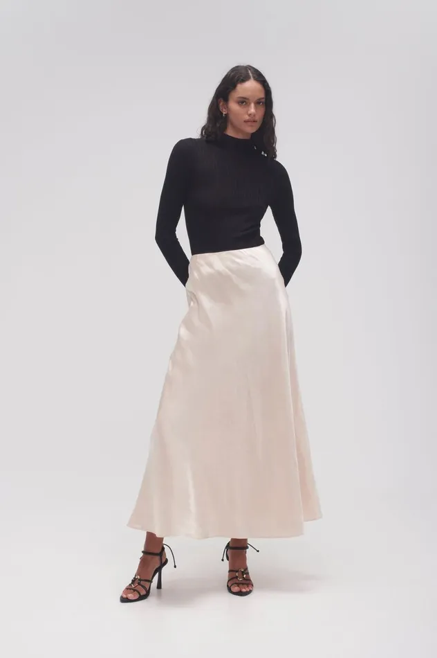 Moonglade Bias Maxi Skirt Coconut Cream Women Aje Skirts