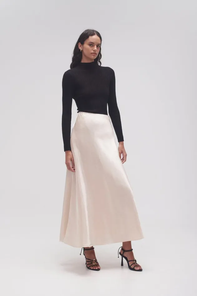 Moonglade Bias Maxi Skirt Coconut Cream Women Aje Skirts