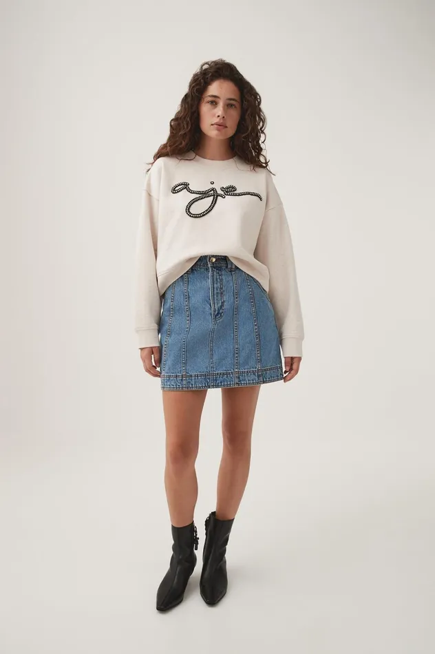 Mythology Pearl Logo Sweater Sandstone Beige Women Aje Knitwear 038 Jumpers