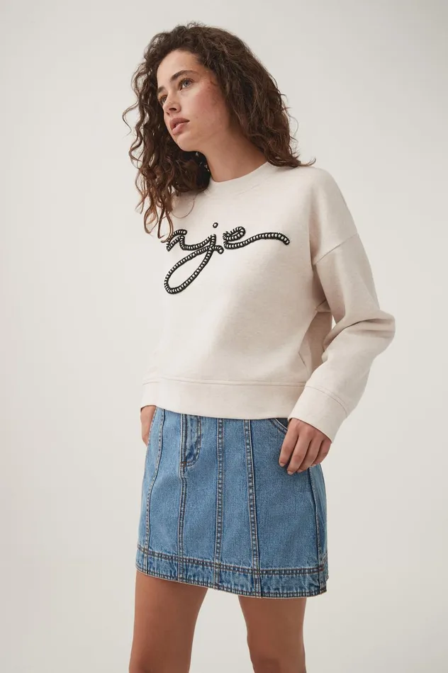 Mythology Pearl Logo Sweater Sandstone Beige Women Aje Knitwear 038 Jumpers