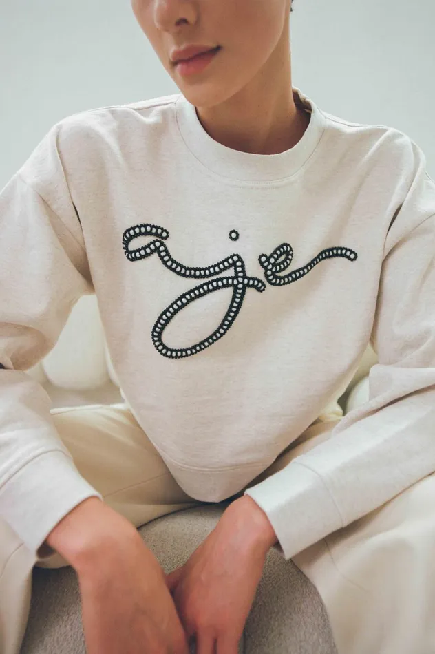 Mythology Pearl Logo Sweater Sandstone Beige Women Aje Knitwear 038 Jumpers