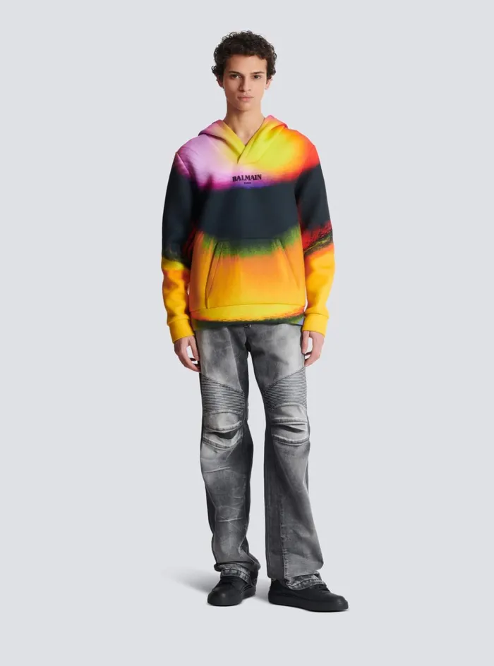 Neoprene Hoodie With Ibby Njoya Print Multicolor Men Balmain Sweatshirts