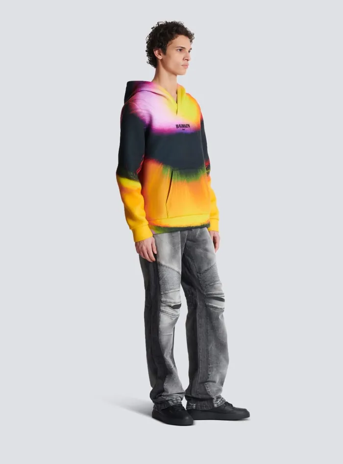 Neoprene Hoodie With Ibby Njoya Print Multicolor Men Balmain Sweatshirts
