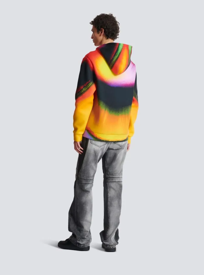 Neoprene Hoodie With Ibby Njoya Print Multicolor Men Balmain Sweatshirts