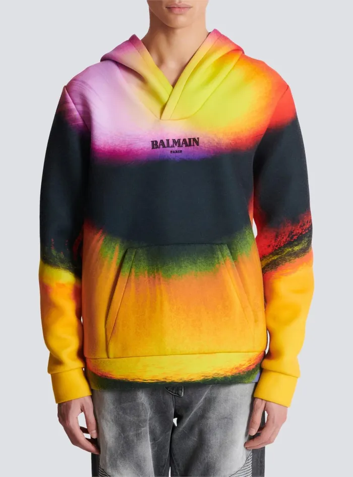 Neoprene Hoodie With Ibby Njoya Print Multicolor Men Balmain Sweatshirts