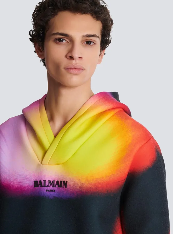 Neoprene Hoodie With Ibby Njoya Print Multicolor Men Balmain Sweatshirts