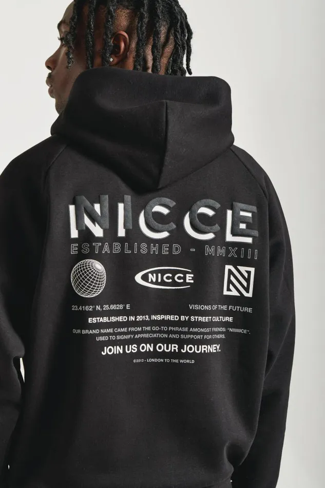 NICCE Hoodies and Sweatshirts Mens NICCE Multi Logo Hoodie Black