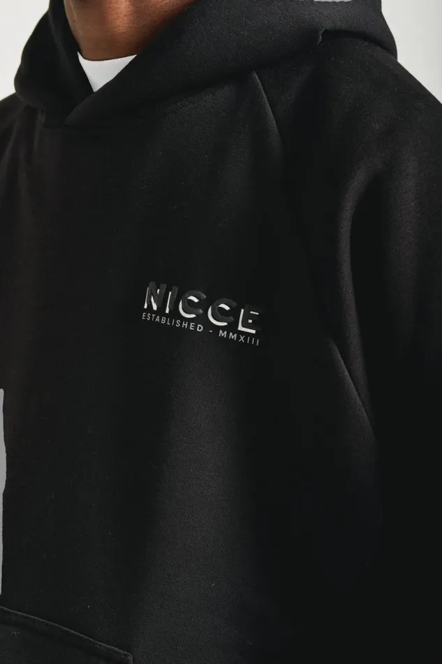 NICCE Hoodies and Sweatshirts Mens NICCE Multi Logo Hoodie Black