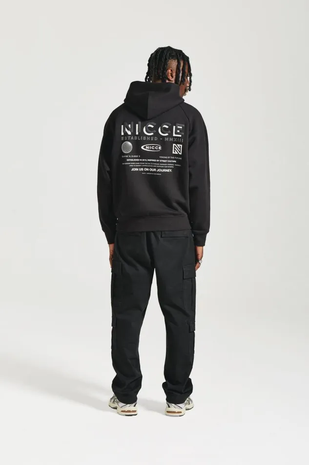 NICCE Hoodies and Sweatshirts Mens NICCE Multi Logo Hoodie Black