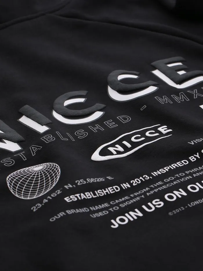 NICCE Hoodies and Sweatshirts Mens NICCE Multi Logo Hoodie Black