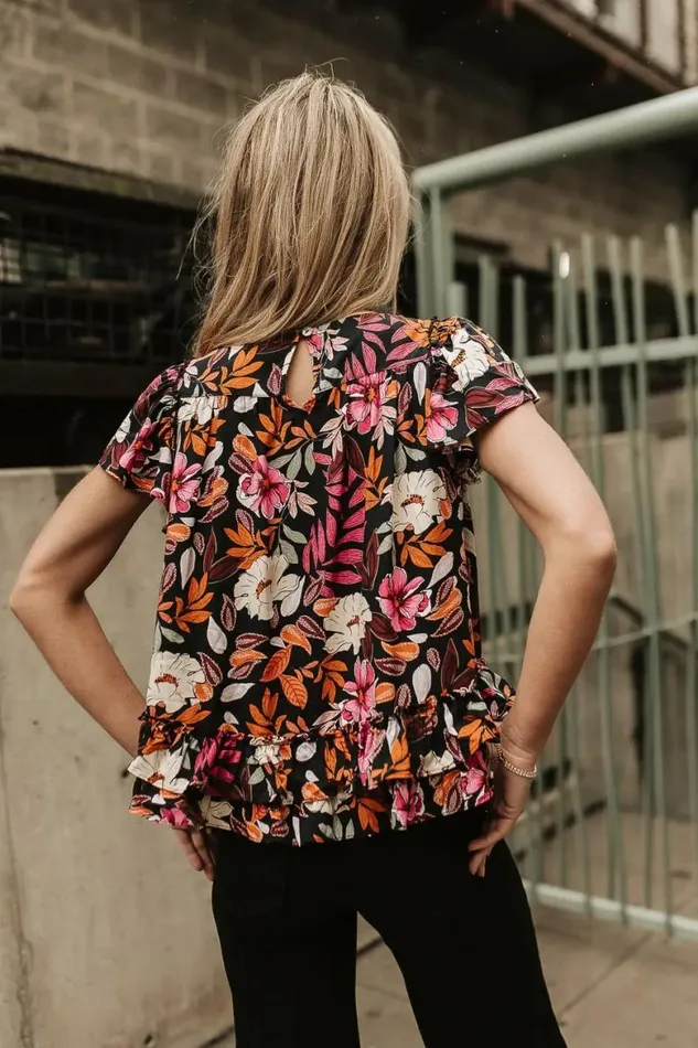 Nola Floral Blouse Black Women Bohme Tops
