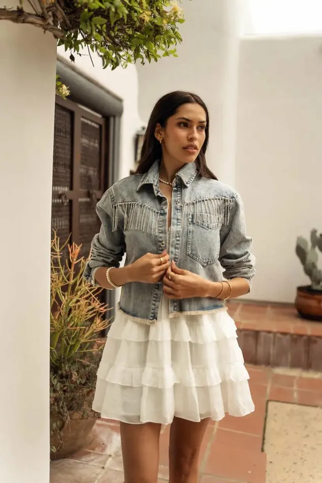 Olivia Denim Jacket Light Wash Women Bohme Outerwear