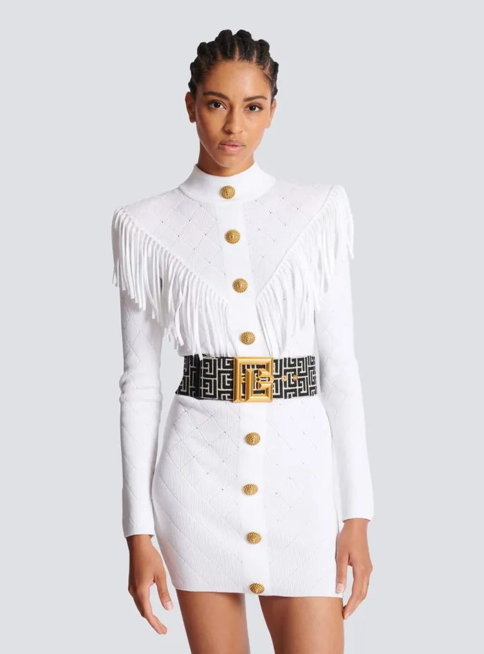 PBelt Monogram Jacquard Belt Black Women Balmain Belts