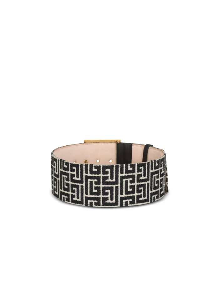 PBelt Monogram Jacquard Belt Black Women Balmain Belts