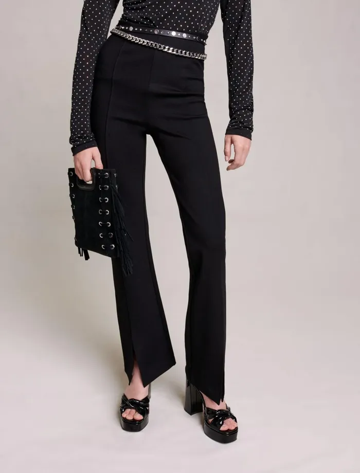 Pants and Jeans Women Maje Black SlimFit Trousers With Slits Black