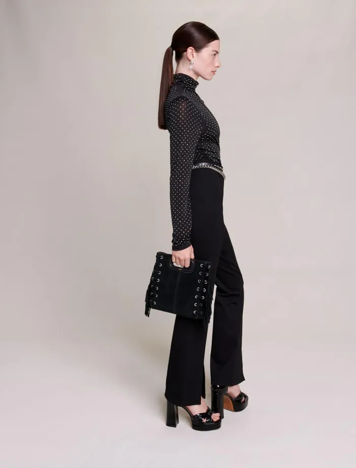 Pants and Jeans Women Maje Black SlimFit Trousers With Slits Black