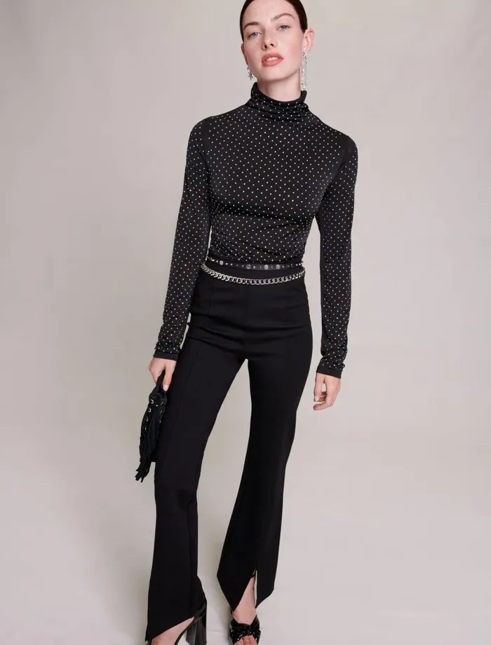 Pants and Jeans Women Maje Black SlimFit Trousers With Slits Black