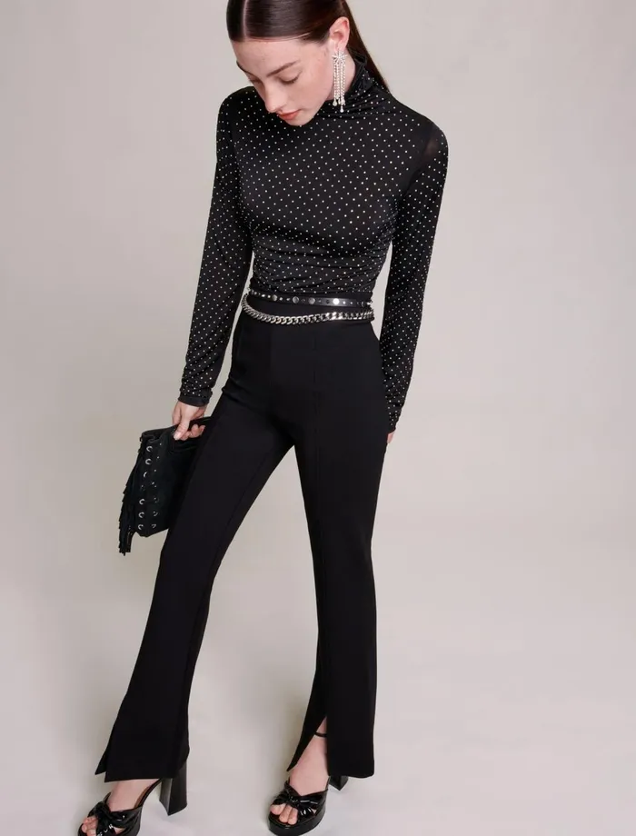 Pants and Jeans Women Maje Black SlimFit Trousers With Slits Black