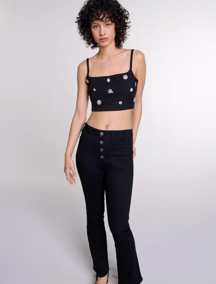 Pants and Jeans Women Maje Jeans With Pockets Flared At The Bottom Black