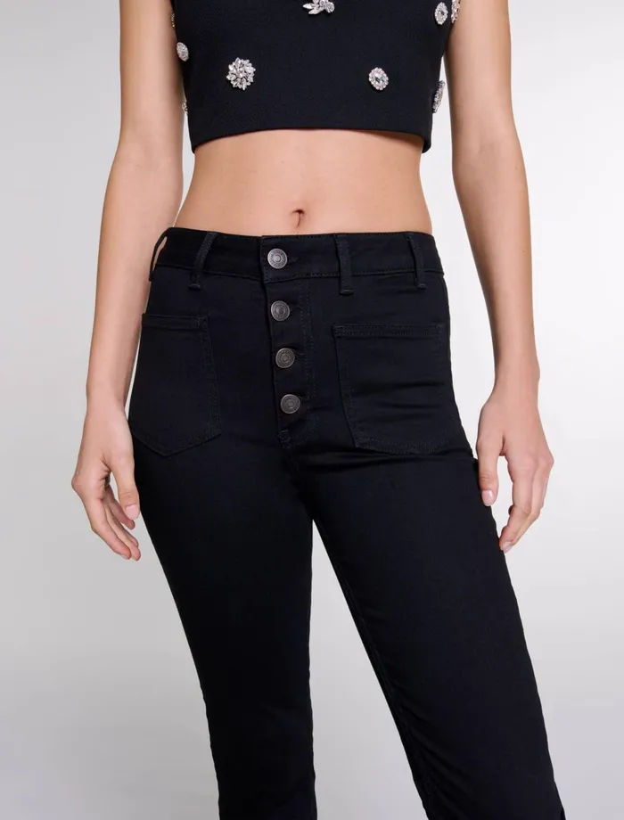 Pants and Jeans Women Maje Jeans With Pockets Flared At The Bottom Black