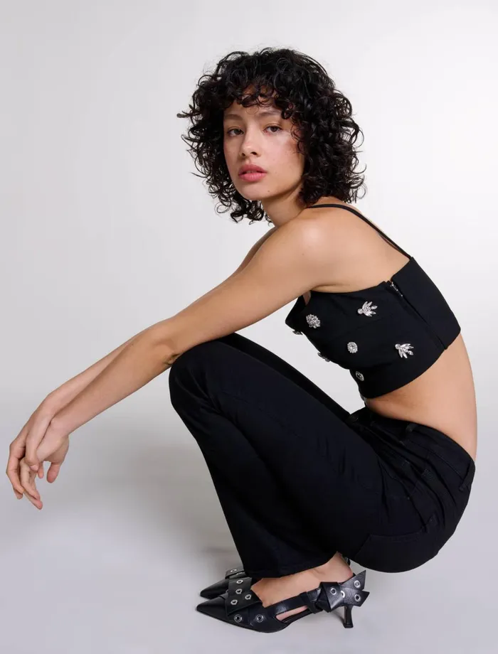 Pants and Jeans Women Maje Jeans With Pockets Flared At The Bottom Black