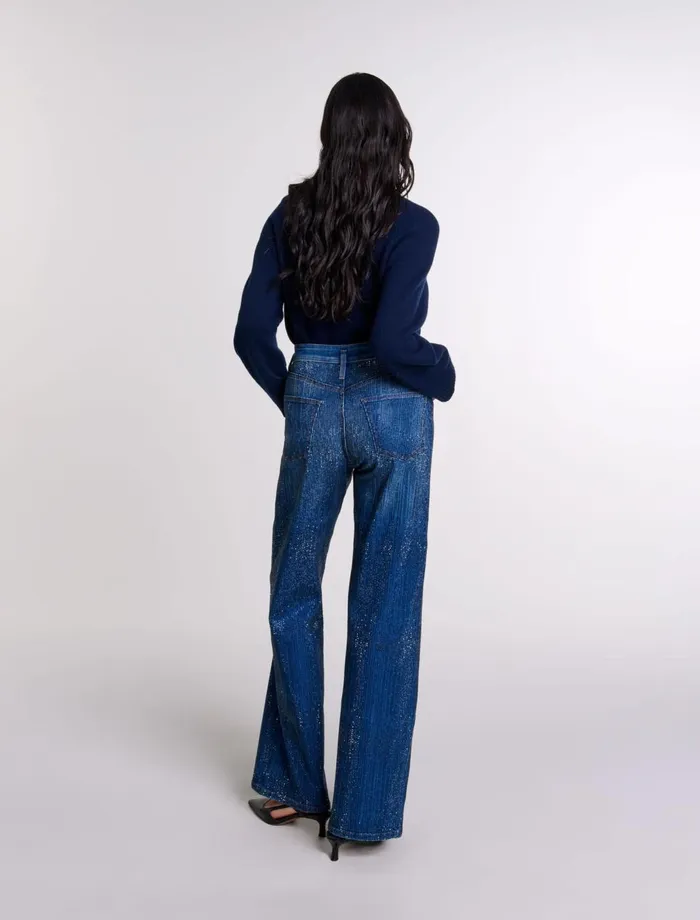 Pants and Jeans Women Maje Rhinestone Jeans Blue