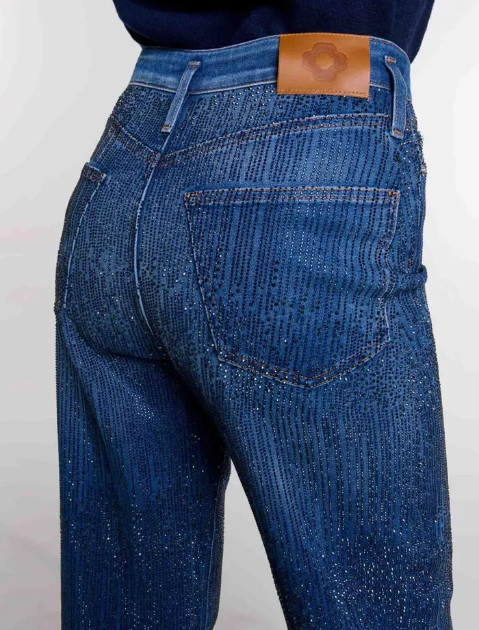 Pants and Jeans Women Maje Rhinestone Jeans Blue