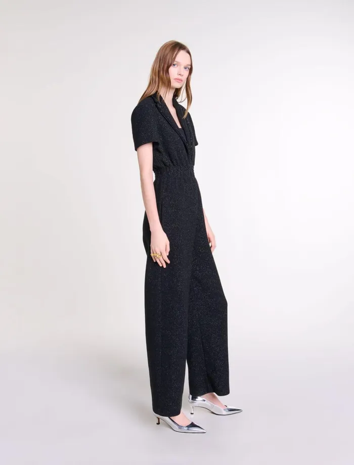 Pants and Jeans Women Maje Tweed Trouser Suit Black