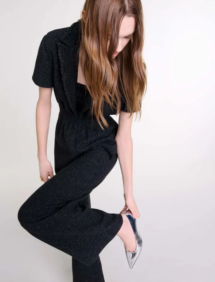 Pants and Jeans Women Maje Tweed Trouser Suit Black