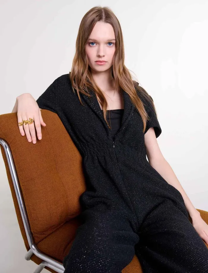 Pants and Jeans Women Maje Tweed Trouser Suit Black