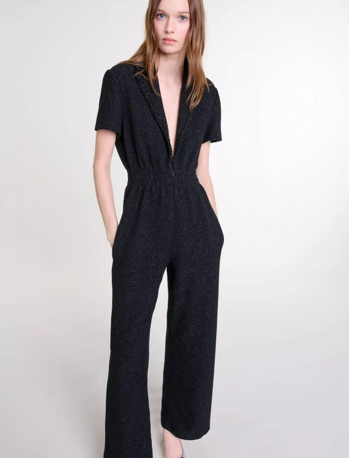 Pants and Jeans Women Maje Tweed Trouser Suit Black