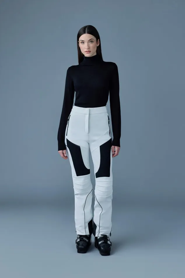 Pants Women Mackage MAIKA Techno Fleece Ski Pants With Articulated Knees And Smocked Detail White Pants Women Mackage MAIKA Techno Fleece Ski Pants With Articulated Knees And Smocked Detail White