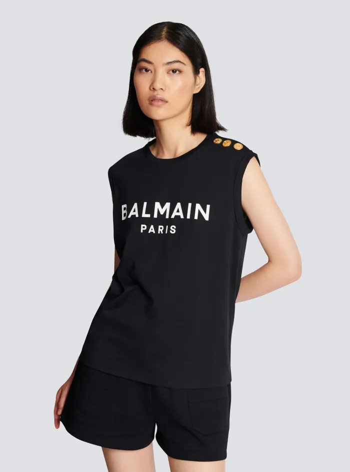 Paris Tank Top Black Women Balmain TShirts