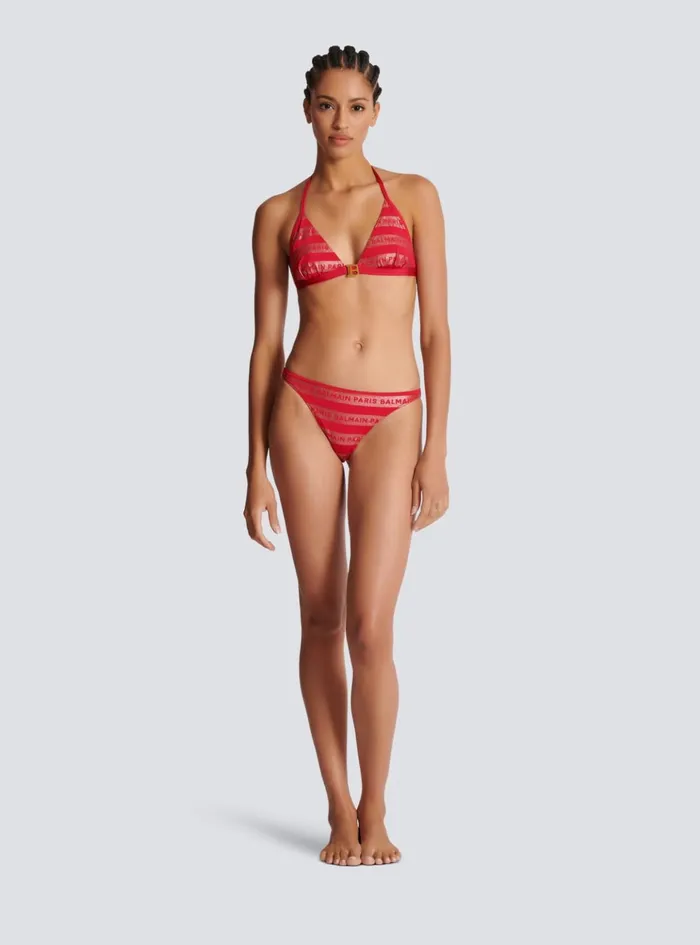 Paris Triangle Bikini Red Women Balmain Swimwear