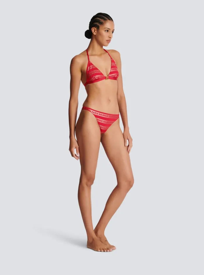 Paris Triangle Bikini Red Women Balmain Swimwear
